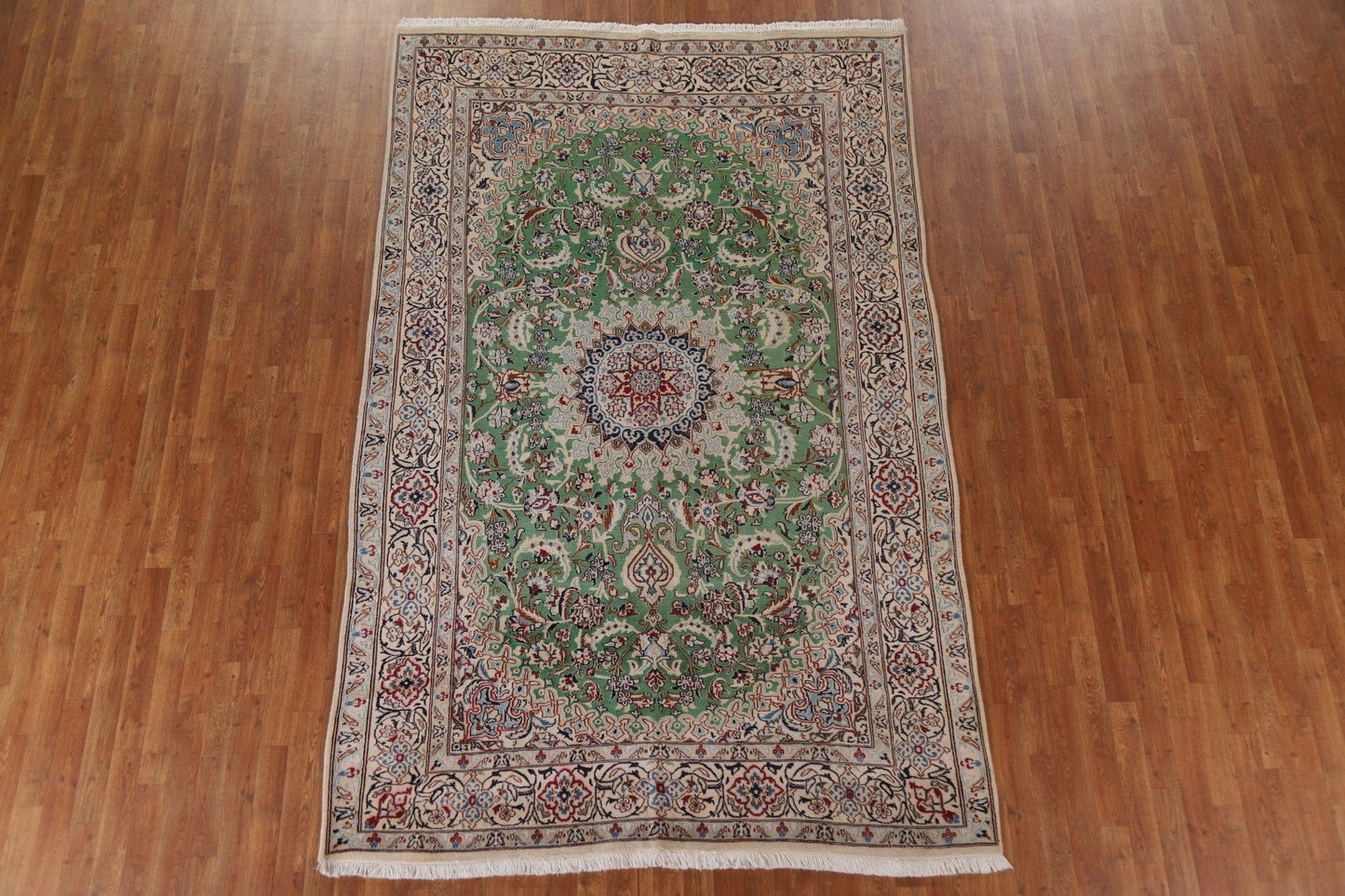 Green Floral Nain Persian Area Rug 6x10