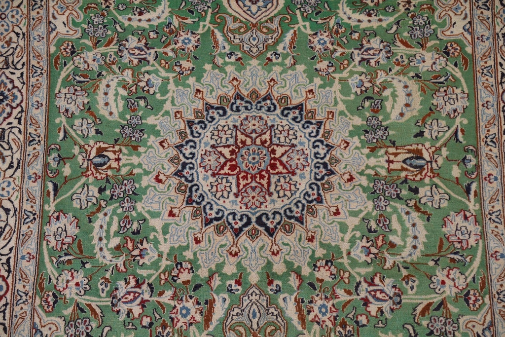 Green Floral Nain Persian Area Rug 6x10