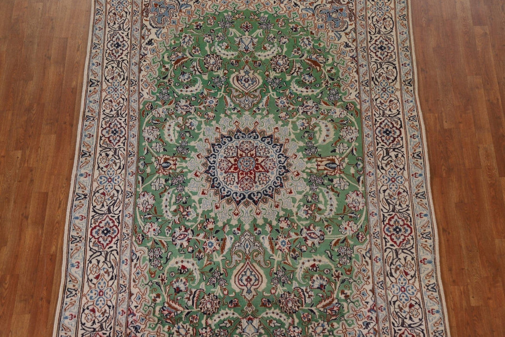 Green Floral Nain Persian Area Rug 6x10