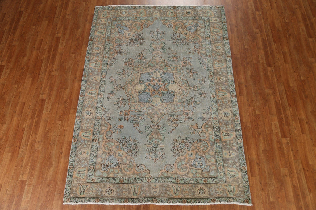 Distressed Over-Dyed Tabriz Persian Area Rug 6x9