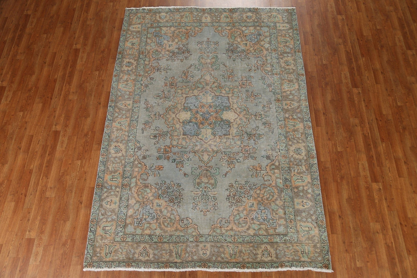 Distressed Over-Dyed Tabriz Persian Area Rug 6x9