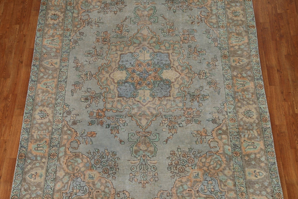 Distressed Over-Dyed Tabriz Persian Area Rug 6x9