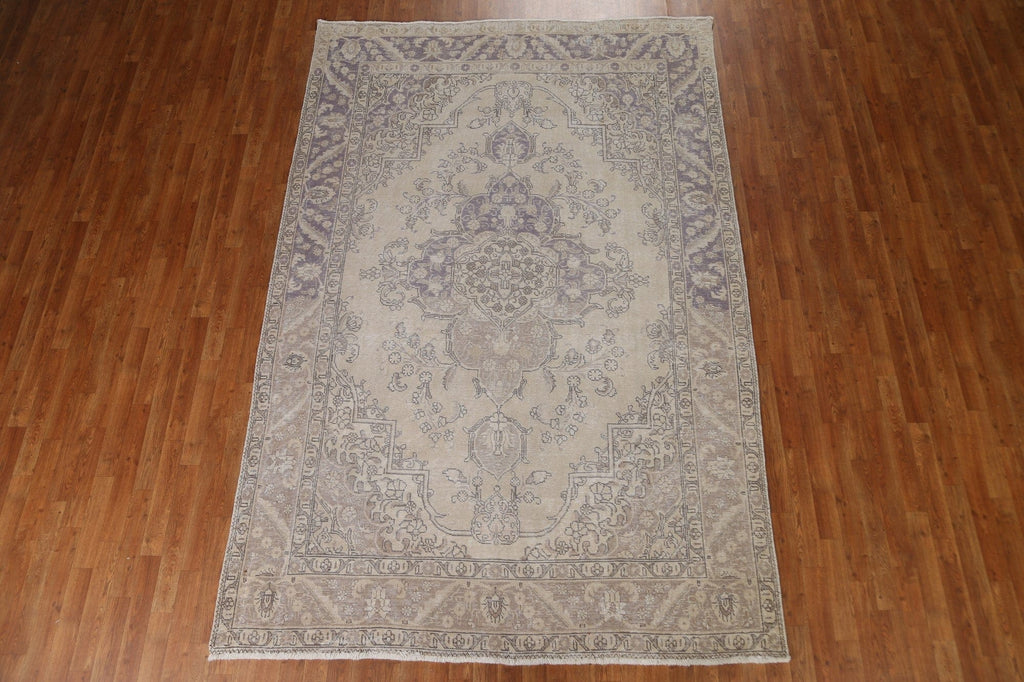 Distressed Wool Tabriz Persian Area Rug 7x10