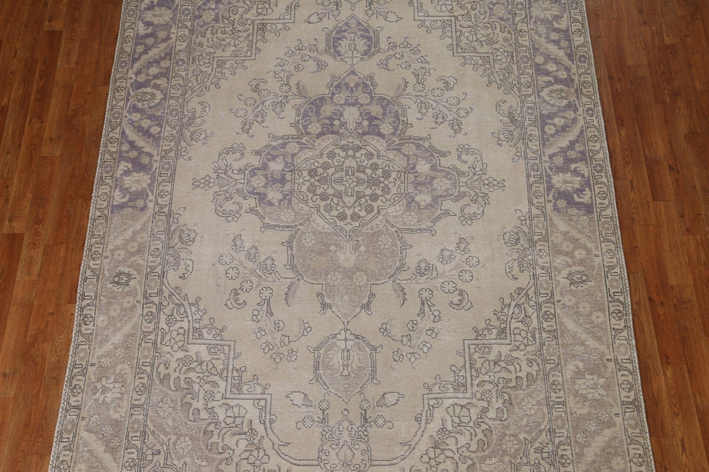 Distressed Wool Tabriz Persian Area Rug 7x10