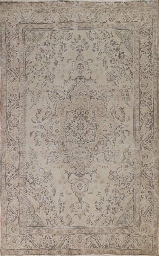 Distressed Wool Tabriz Persian Area Rug 7x10