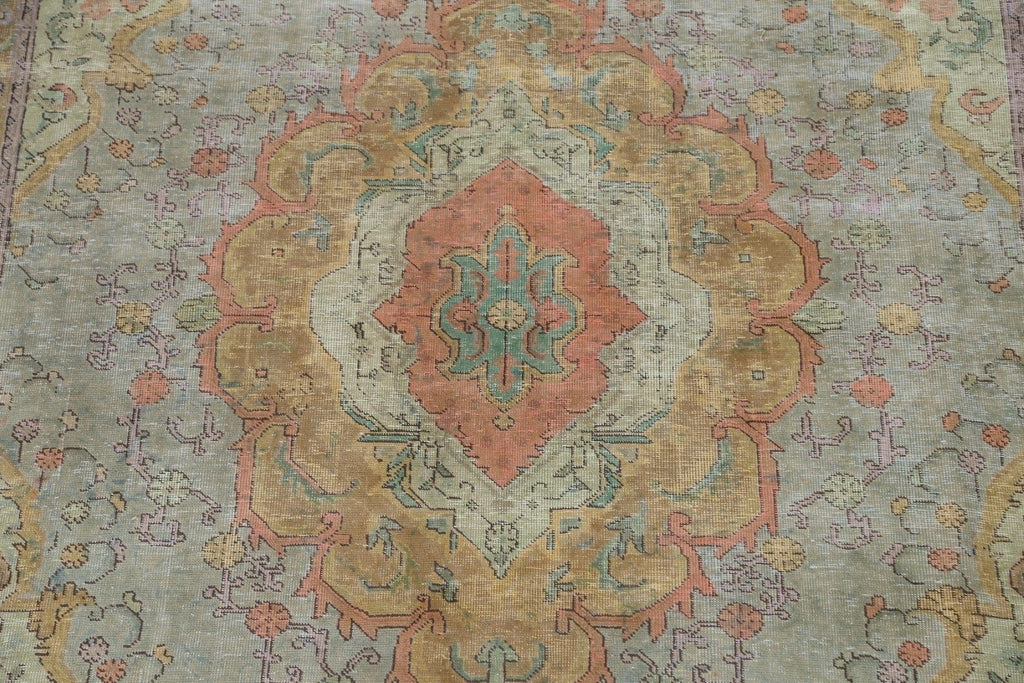 Distressed Over-Dyed Tabriz Persian Area Rug 8x11