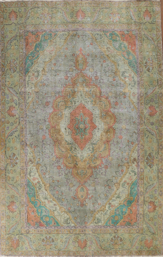 Distressed Over-Dyed Tabriz Persian Area Rug 8x11