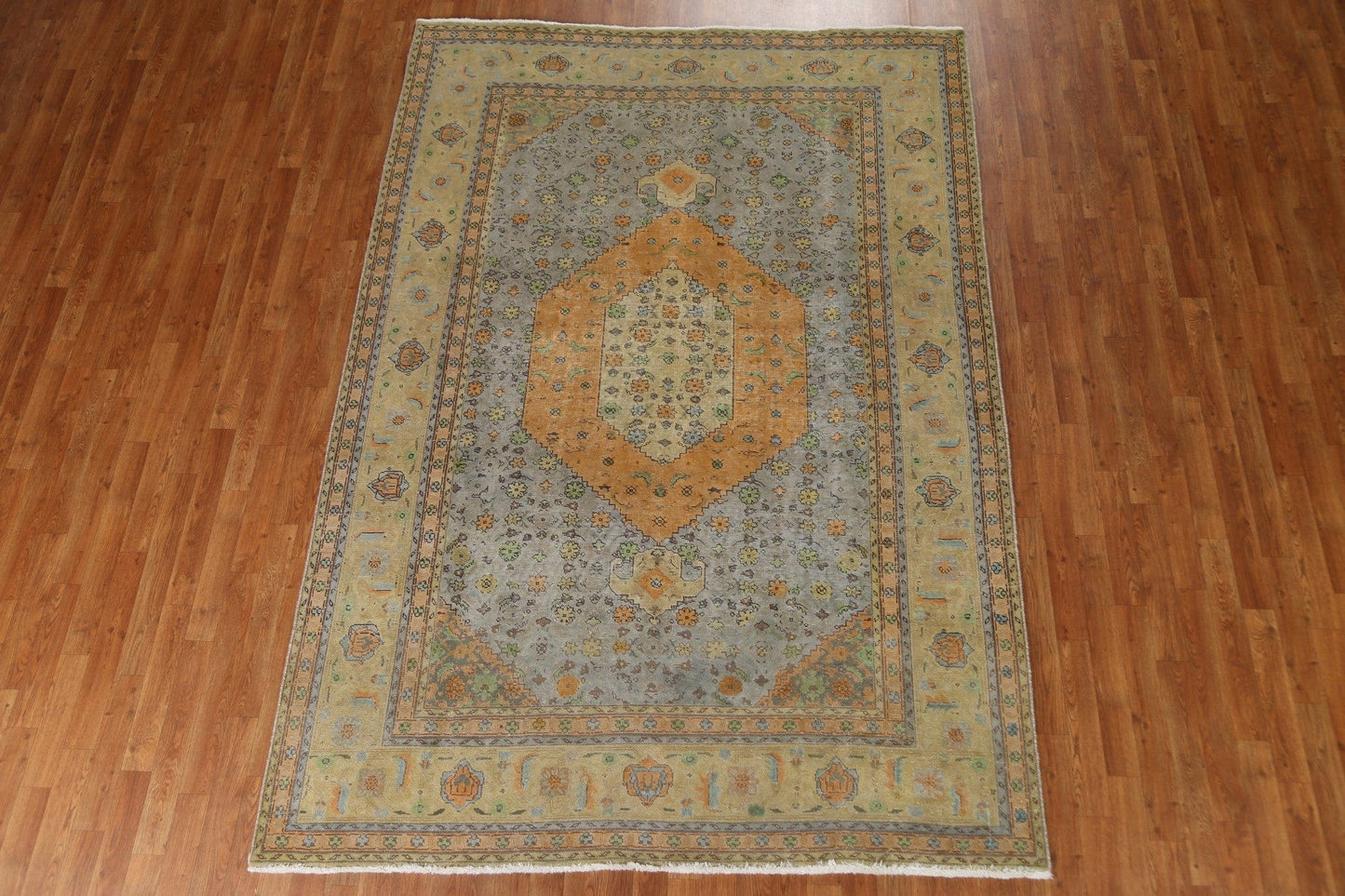 Distressed Over-Dyed Tabriz Persian Area Rug 6x9