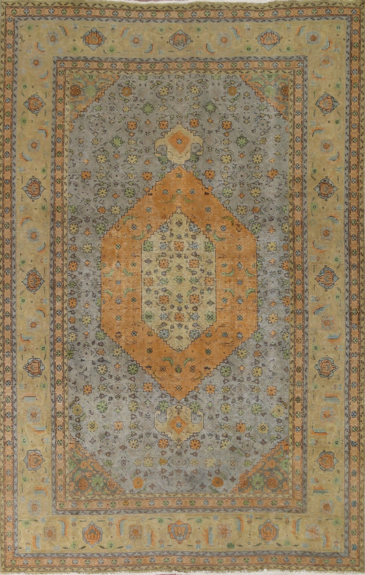 Distressed Over-Dyed Tabriz Persian Area Rug 6x9