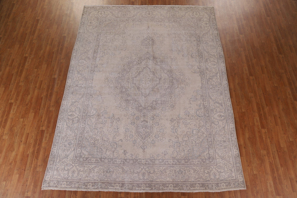 Distressed Wool Tabriz Persian Area Rug 9x12