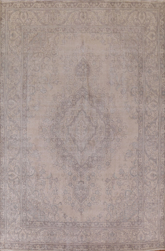 Distressed Wool Tabriz Persian Area Rug 9x12