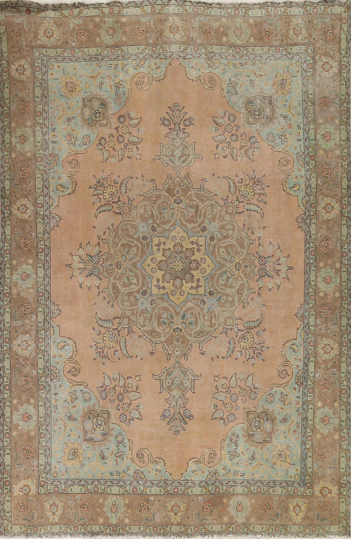 Distressed Over-Dyed Tabriz Persian Area Rug 8x11