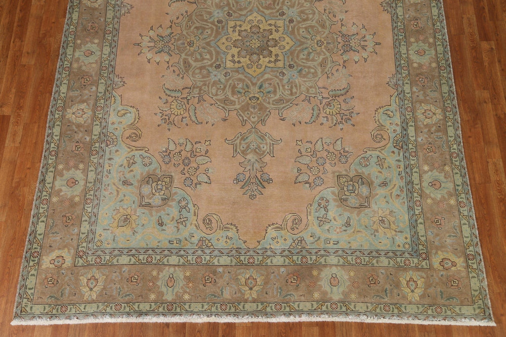 Distressed Over-Dyed Tabriz Persian Area Rug 8x11