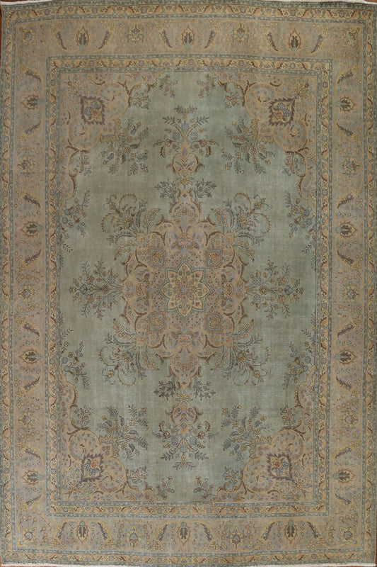 Distressed Over-Dyed Tabriz Persian Area Rug 10x13