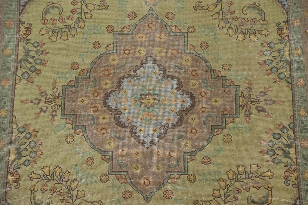 Over-Dyed Green Tabriz Persian Area Rug 6x9