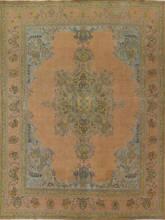 Distressed Over-Dyed Tabriz Persian Area Rug 8x11