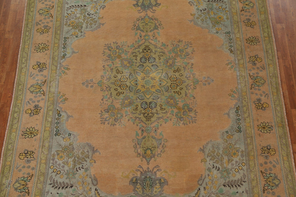 Distressed Over-Dyed Tabriz Persian Area Rug 8x11