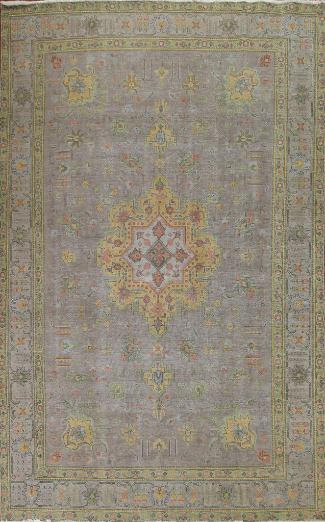 Distressed Over-Dyed Tabriz Persian Area Rug 8x11