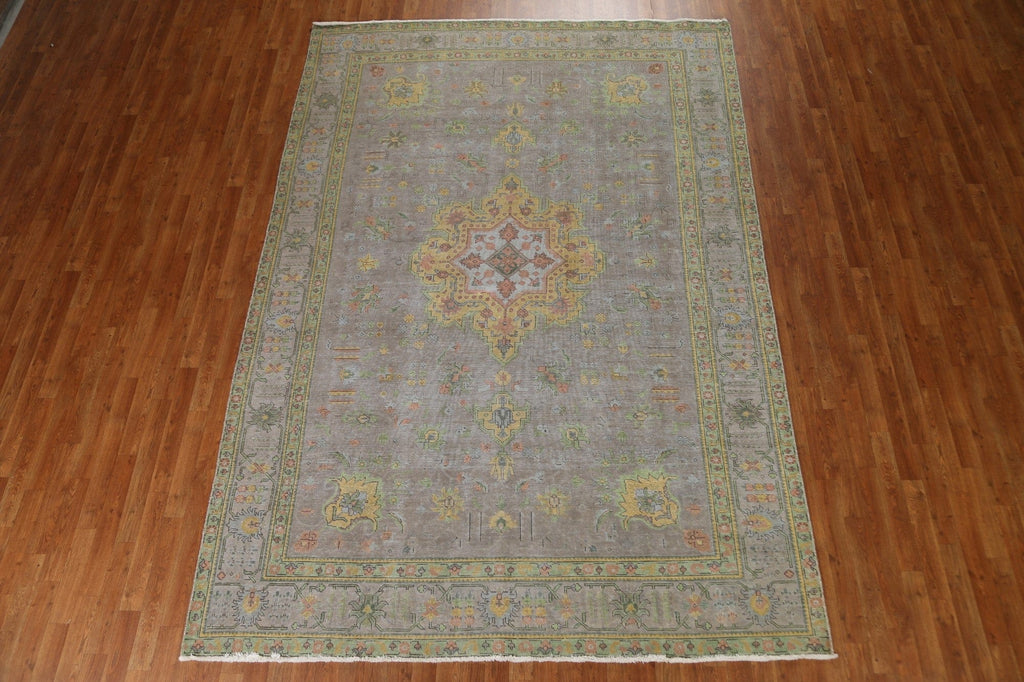 Distressed Over-Dyed Tabriz Persian Area Rug 8x11