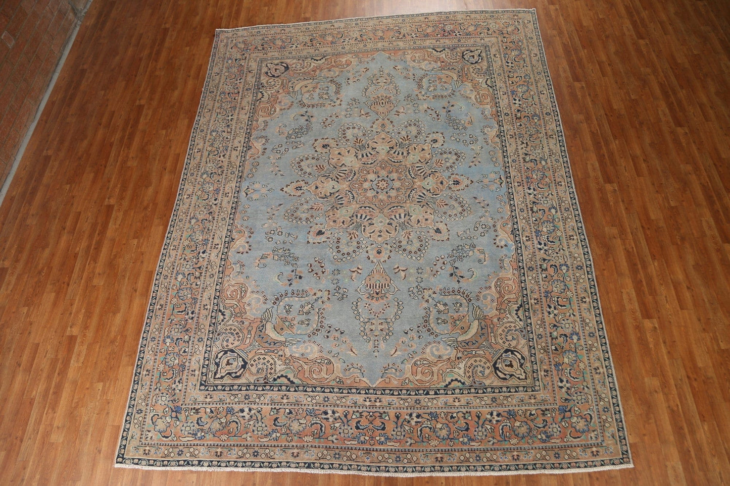 Vintage Blue Kashmar Persian Area Rug 9x12