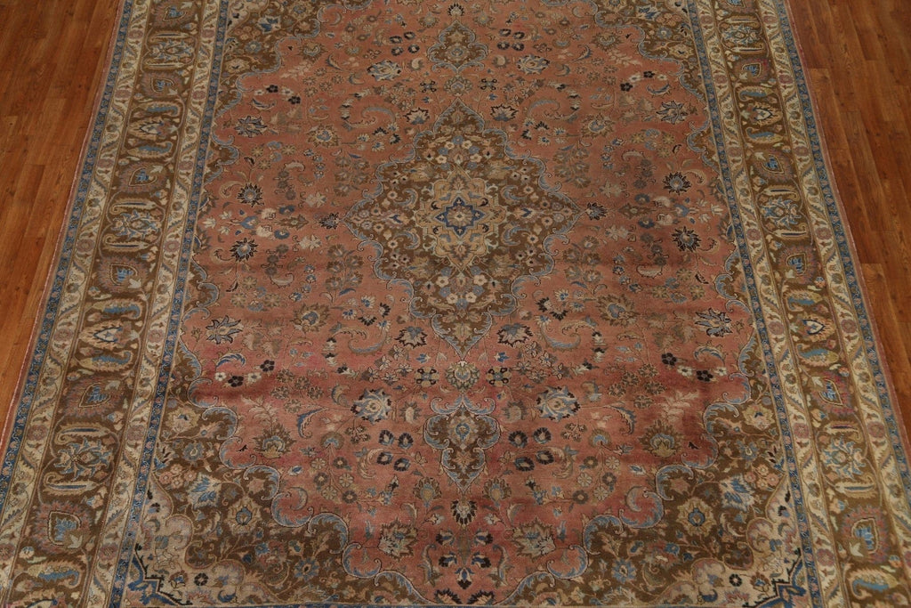 Vintage Floral Mashad Persian Area Rug 10x13