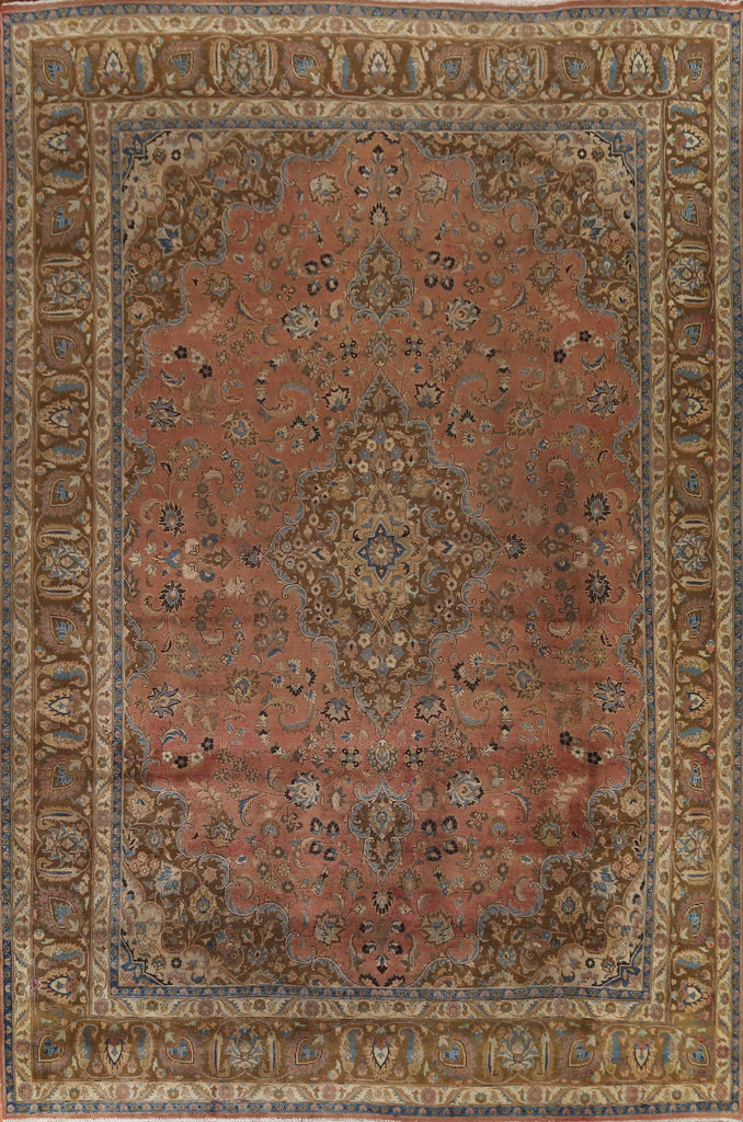 Vintage Floral Mashad Persian Area Rug 10x13