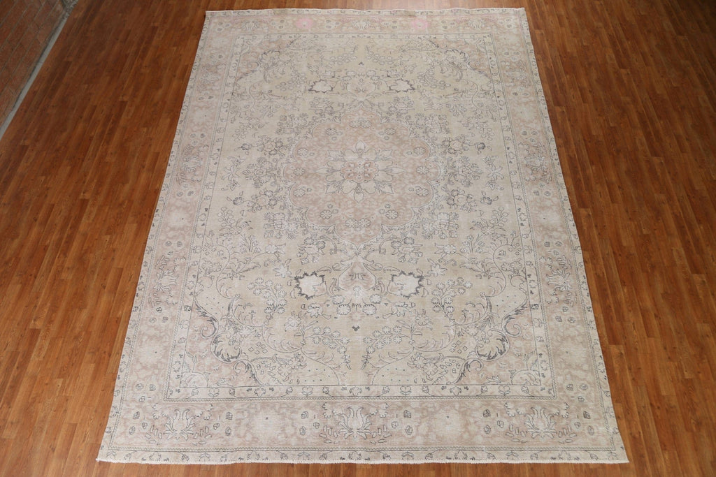 Distressed Muted Tabriz Persian Area Rug 10x13