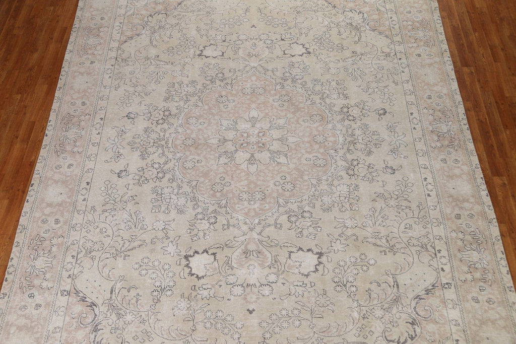 Distressed Muted Tabriz Persian Area Rug 10x13