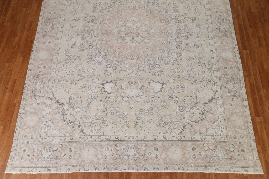 Distressed Muted Tabriz Persian Area Rug 10x13