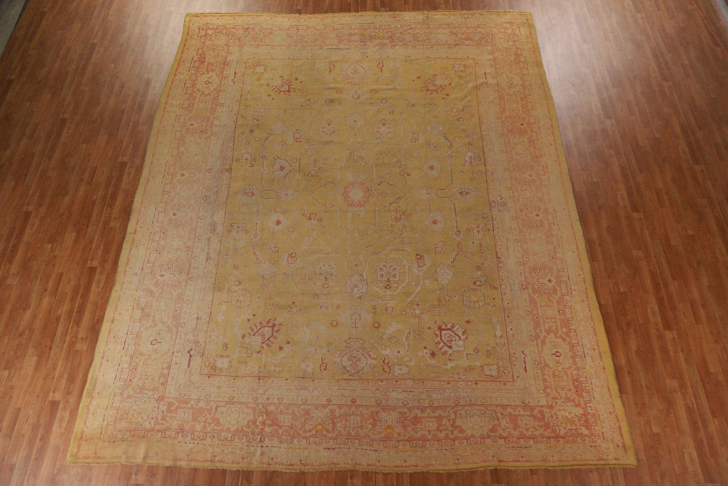 Pre-1900 Antique Vegetable Dye Oushak Large Rug 12x14