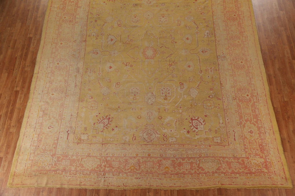 Pre-1900 Antique Vegetable Dye Oushak Large Rug 12x14