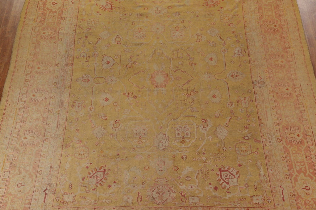 Pre-1900 Antique Vegetable Dye Oushak Large Rug 12x14