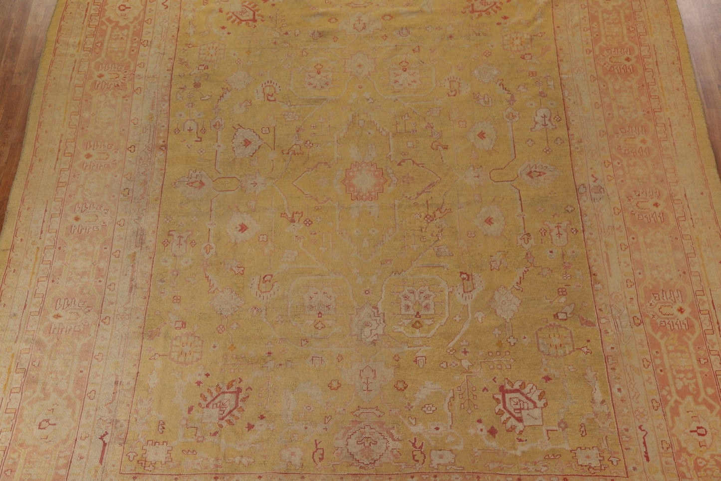 Pre-1900 Antique Vegetable Dye Oushak Large Rug 12x14