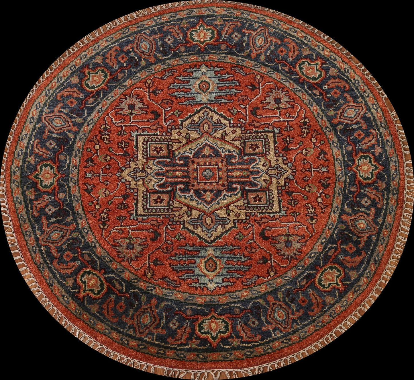 Wool Heriz Serapi Round Area Rug 5x5