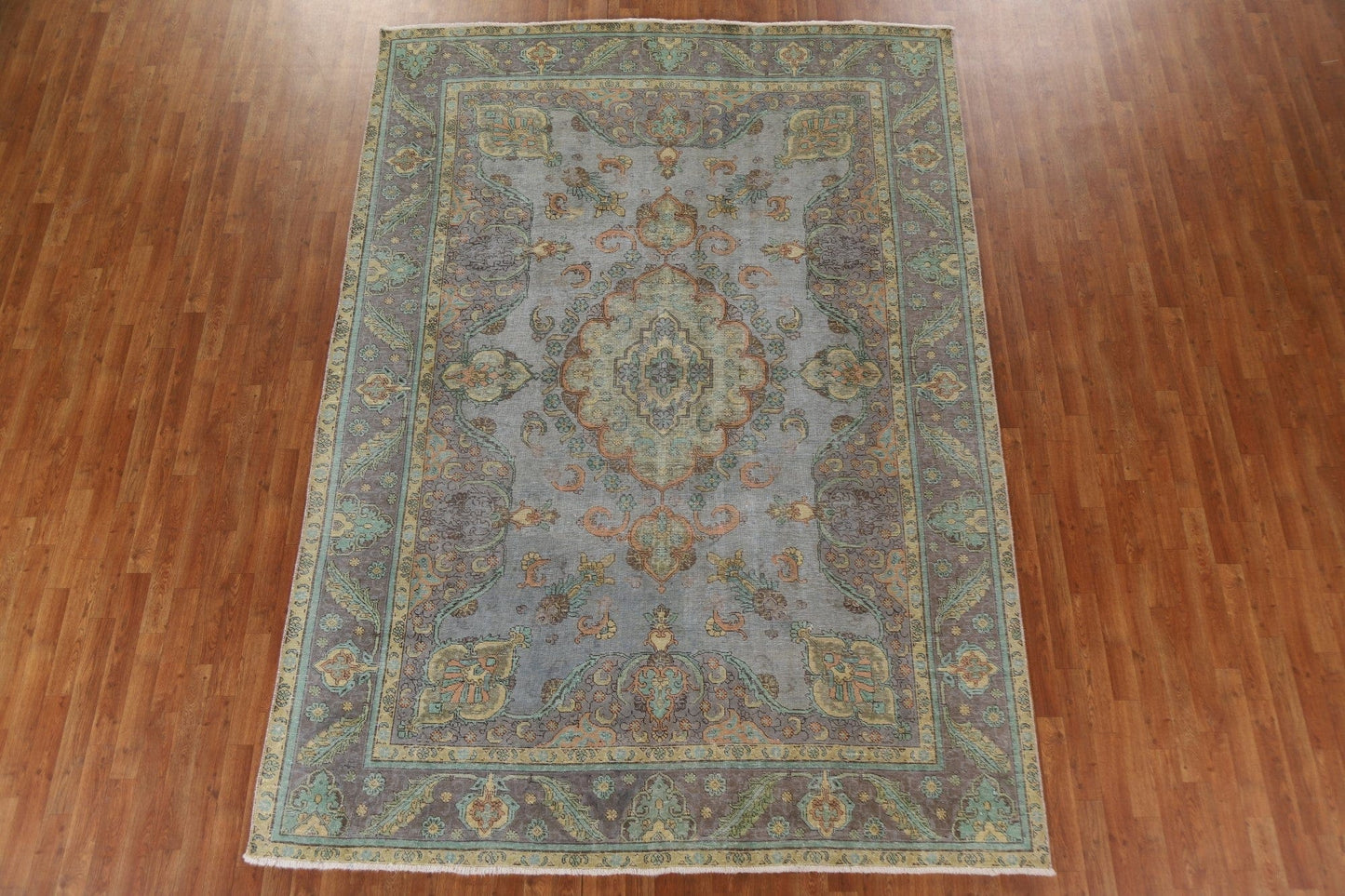 Distressed Over-Dyed Tabriz Persian Area Rug 8x11