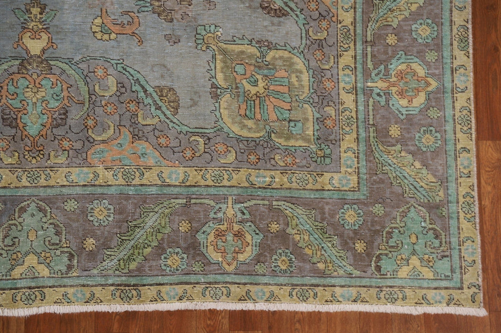 Distressed Over-Dyed Tabriz Persian Area Rug 8x11