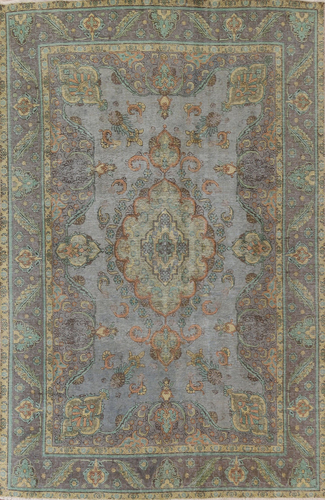 Distressed Over-Dyed Tabriz Persian Area Rug 8x11