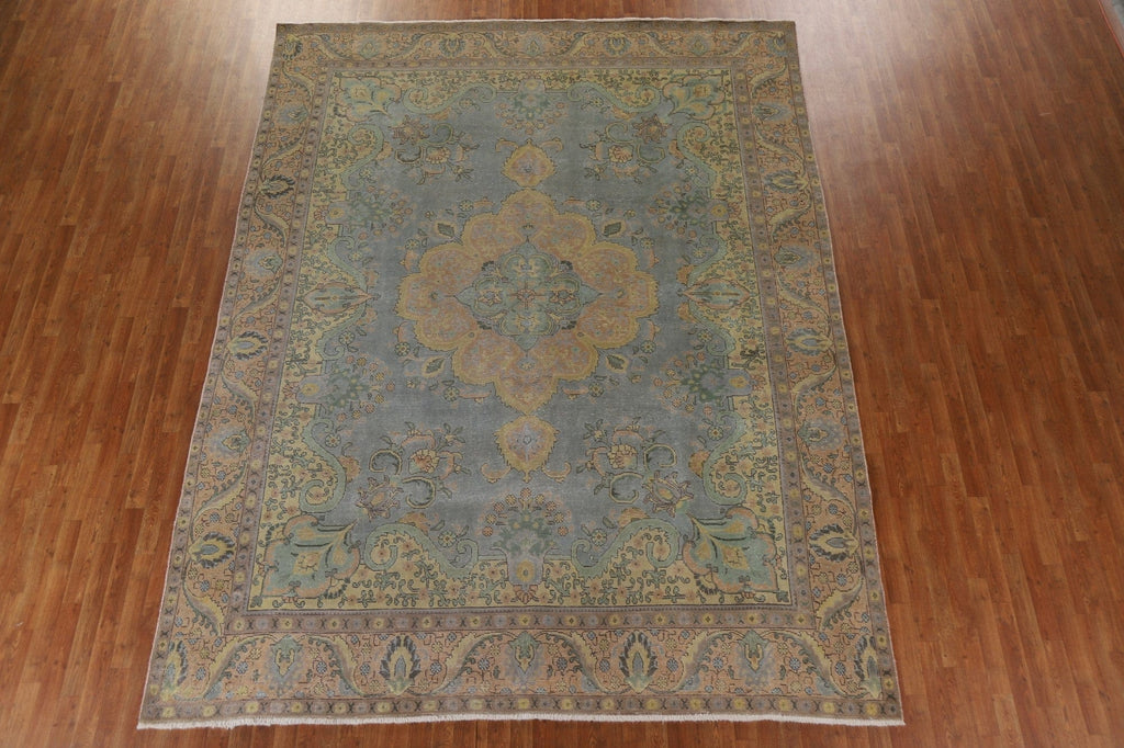 Distressed Over-Dyed Tabriz Persian Area Rug 9x12