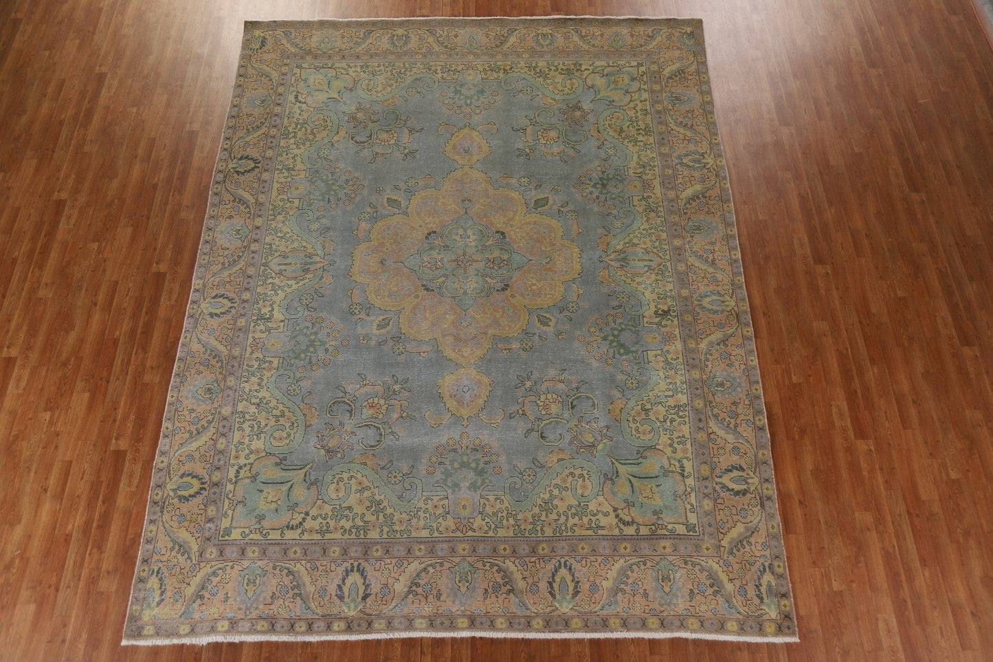 Distressed Over-Dyed Tabriz Persian Area Rug 9x12