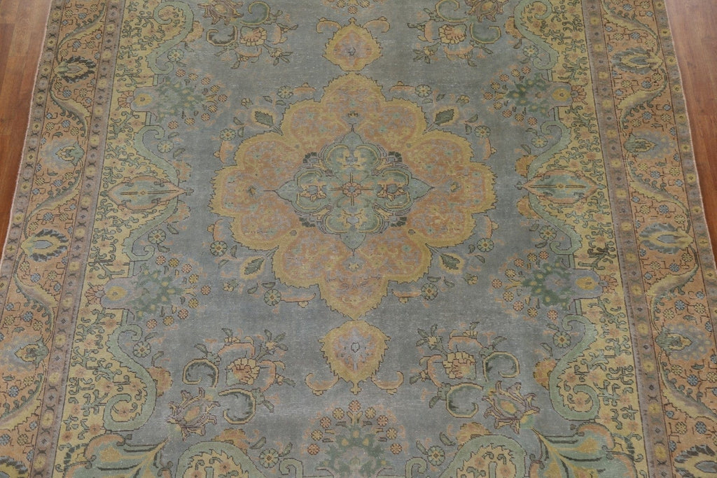 Distressed Over-Dyed Tabriz Persian Area Rug 9x12