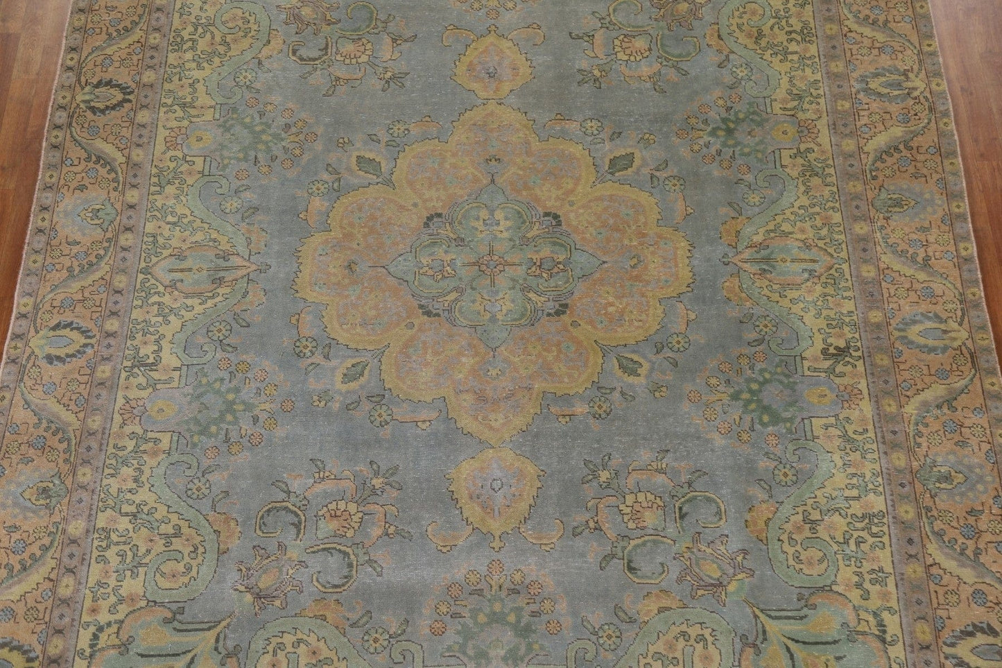 Distressed Over-Dyed Tabriz Persian Area Rug 9x12