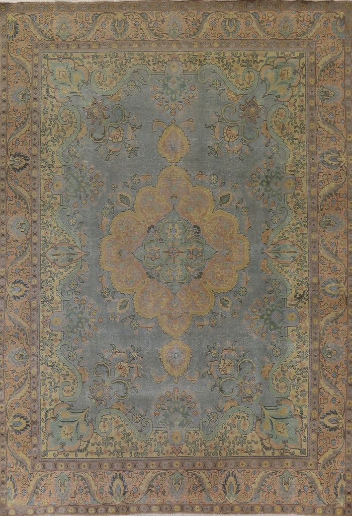 Distressed Over-Dyed Tabriz Persian Area Rug 9x12