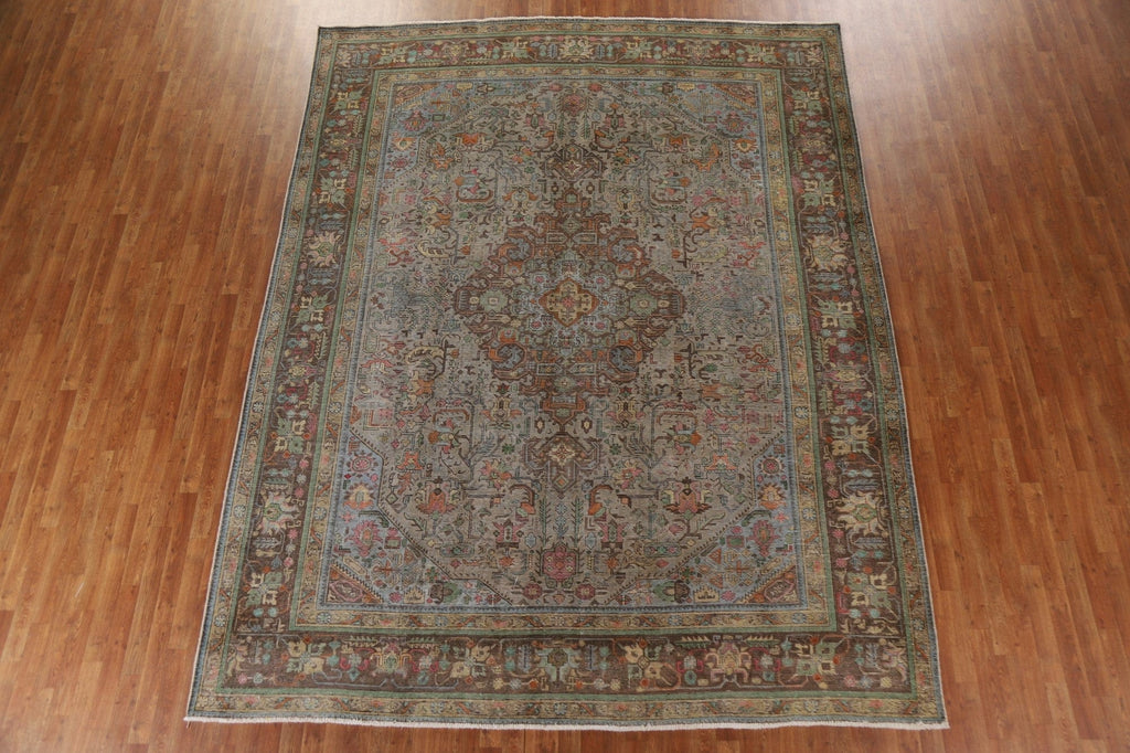 Distressed Over-Dyed Tabriz Persian Area Rug 10x12