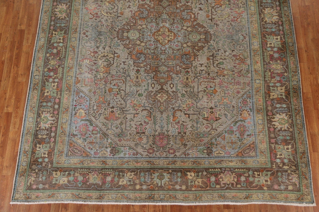 Distressed Over-Dyed Tabriz Persian Area Rug 10x12