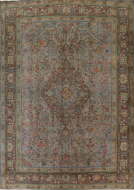 Distressed Over-Dyed Tabriz Persian Area Rug 10x12