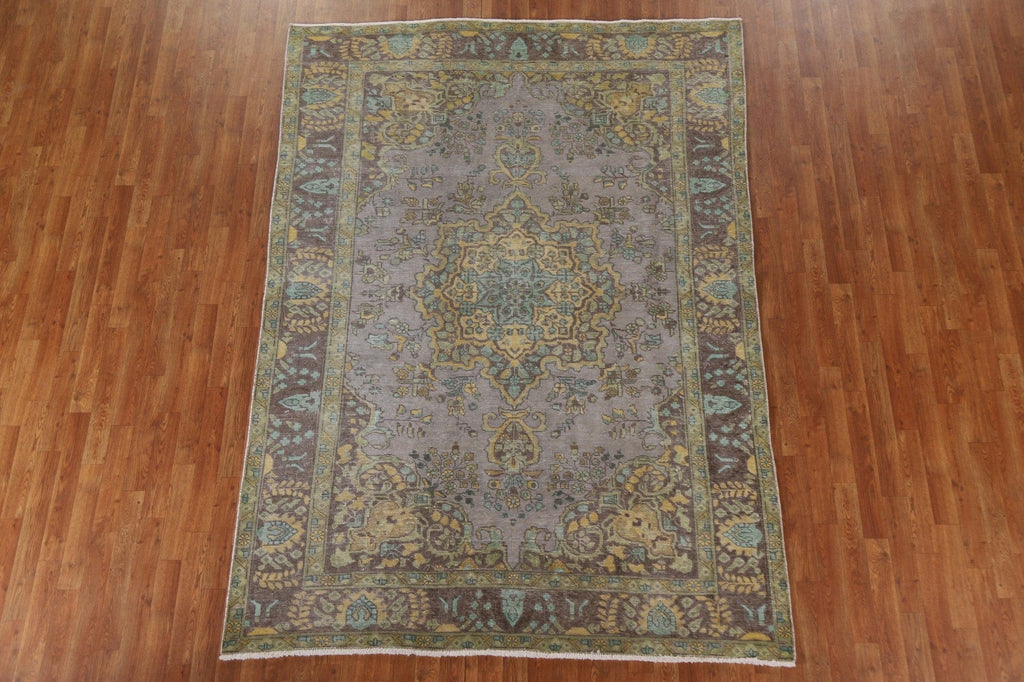 Distressed Over-Dyed Tabriz Persian Area Rug 6x9