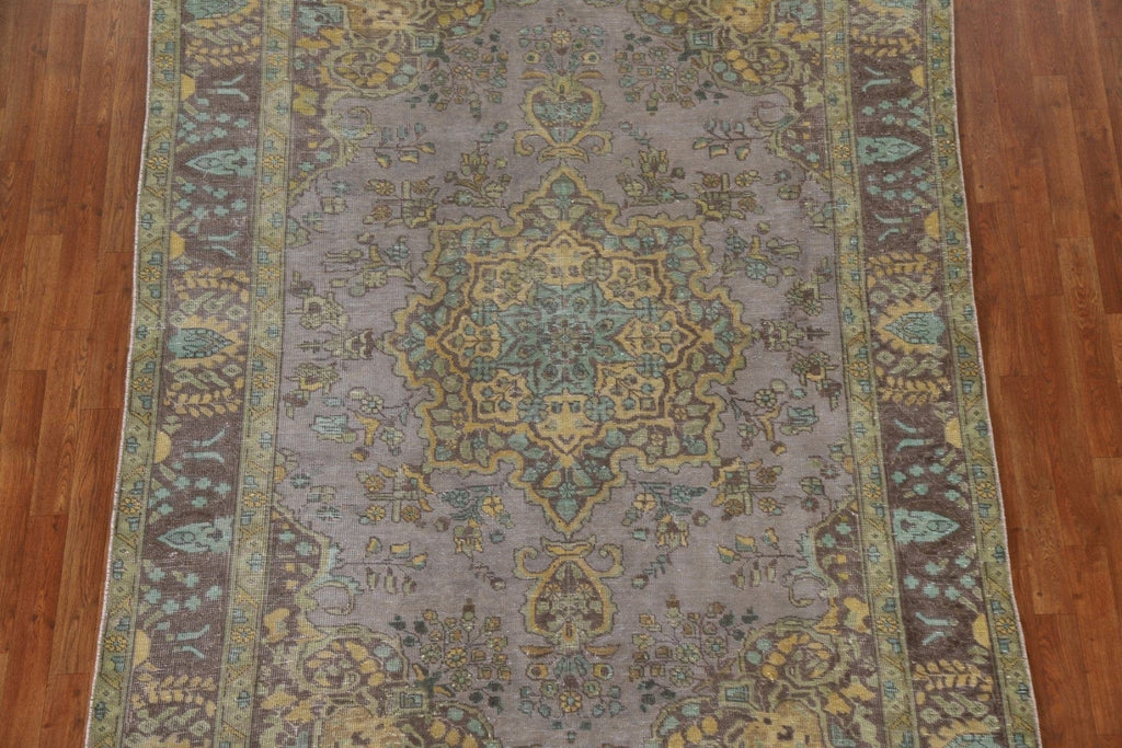 Distressed Over-Dyed Tabriz Persian Area Rug 6x9