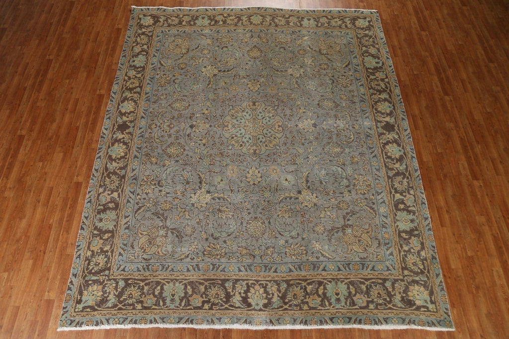 Distressed Over-Dyed Tabriz Persian Area Rug 10x12