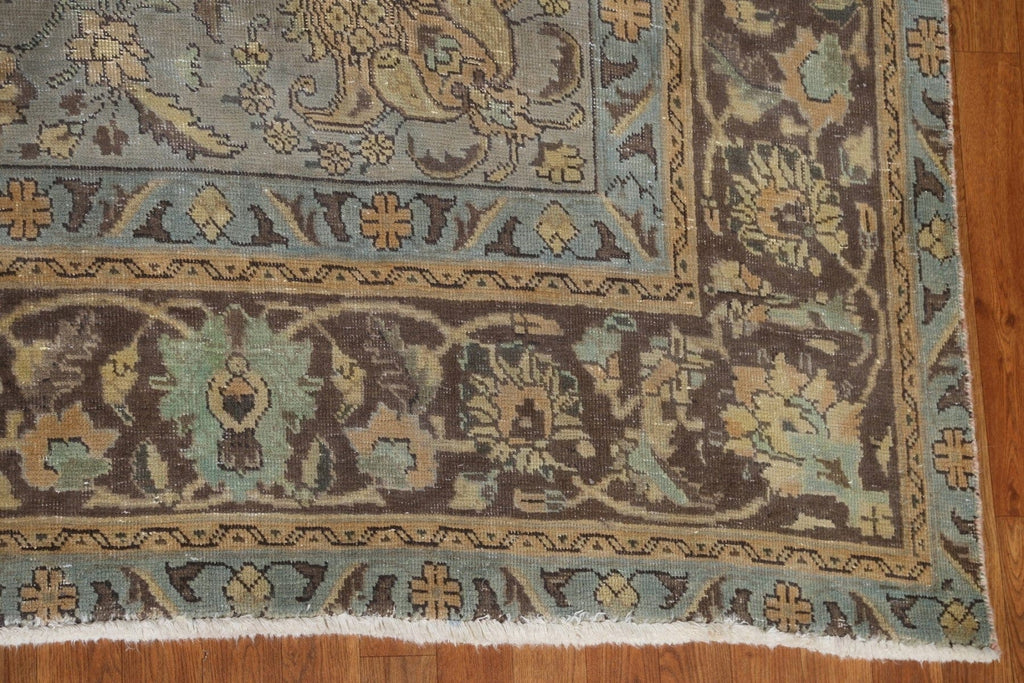 Distressed Over-Dyed Tabriz Persian Area Rug 10x12