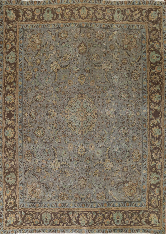 Distressed Over-Dyed Tabriz Persian Area Rug 10x12